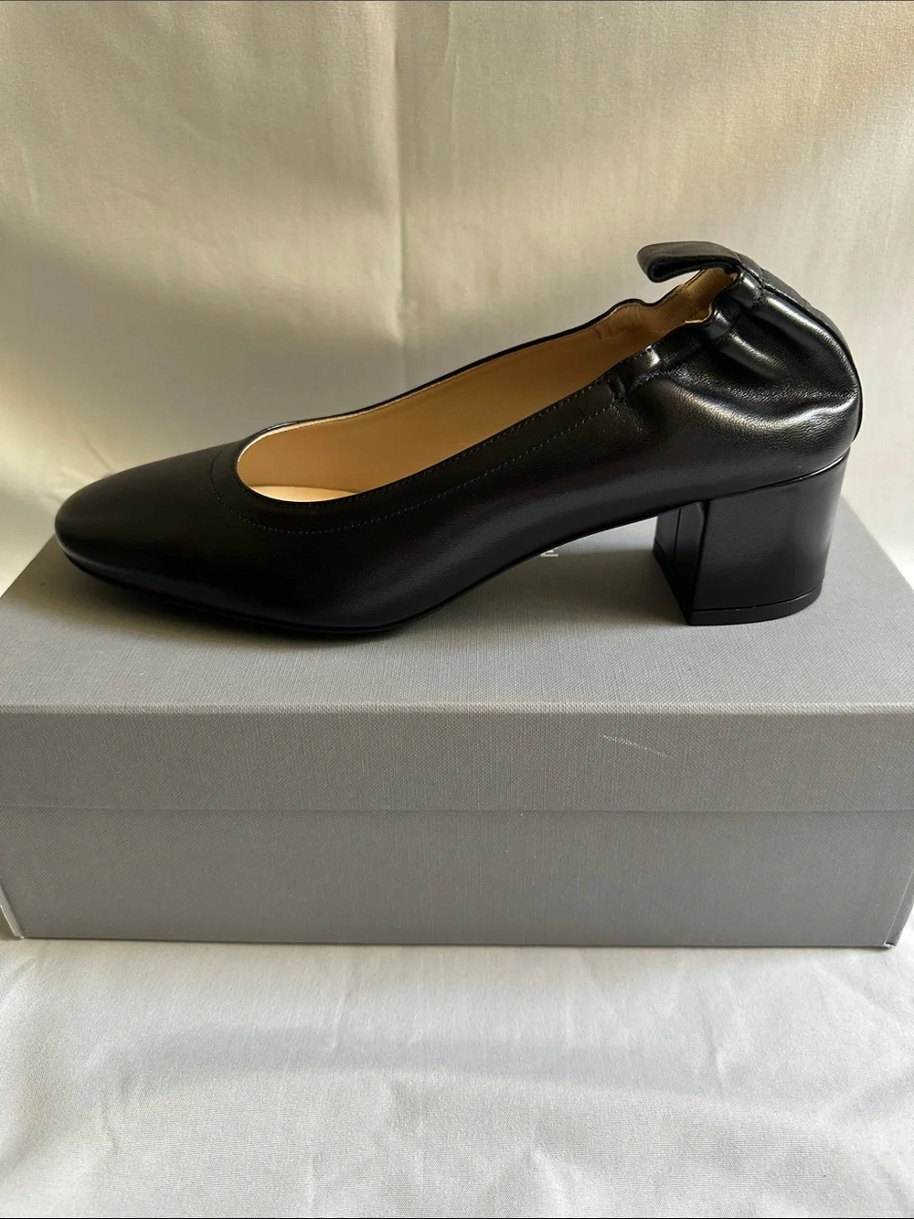 Everlane Classic Black Leather Block Heel Pumps